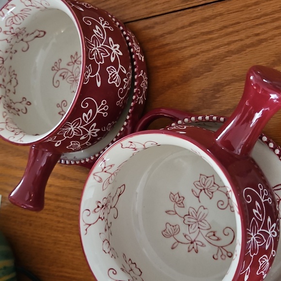 Temptations By Tara Floral Lace Pair Of Soup Bowls And Saucers - Picture 2 of 8